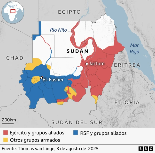 Mapa de Sudán