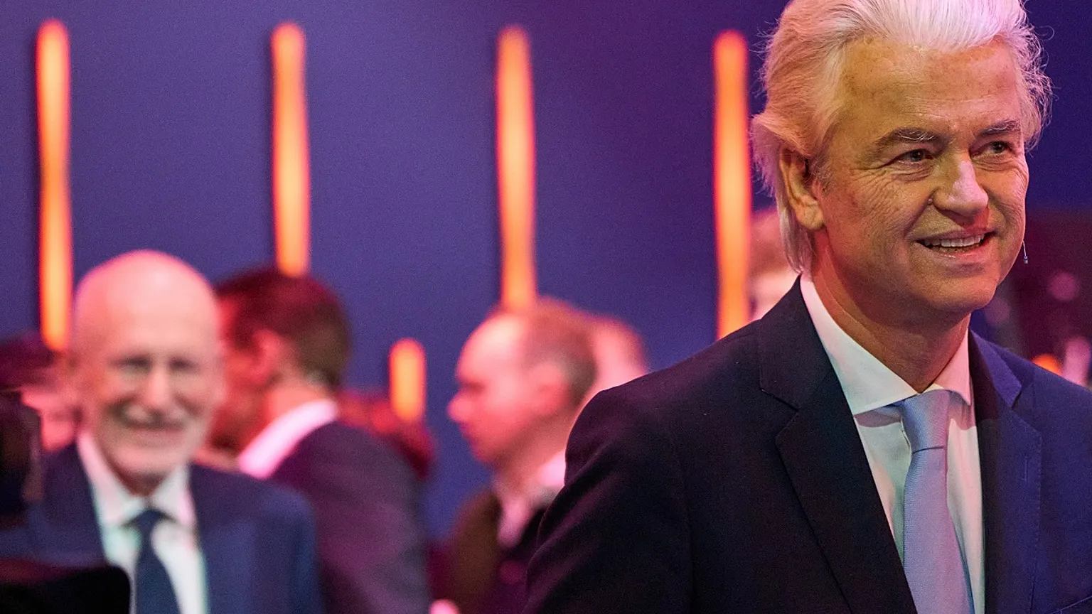 Geert Wilders, leader of the PVV, at a televised debate. 