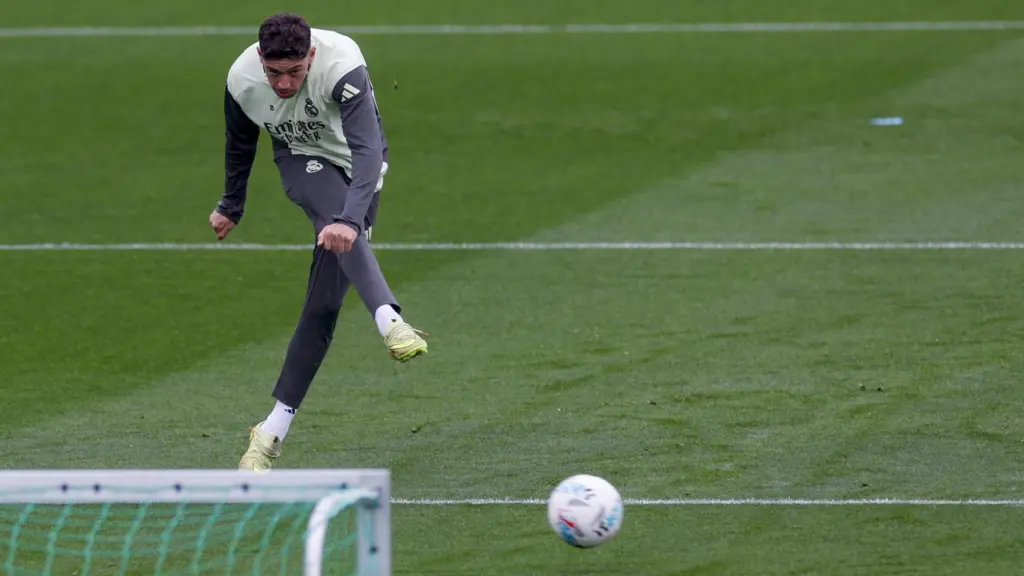 Fede Valverde, en un entrenamiento del Real Madrid