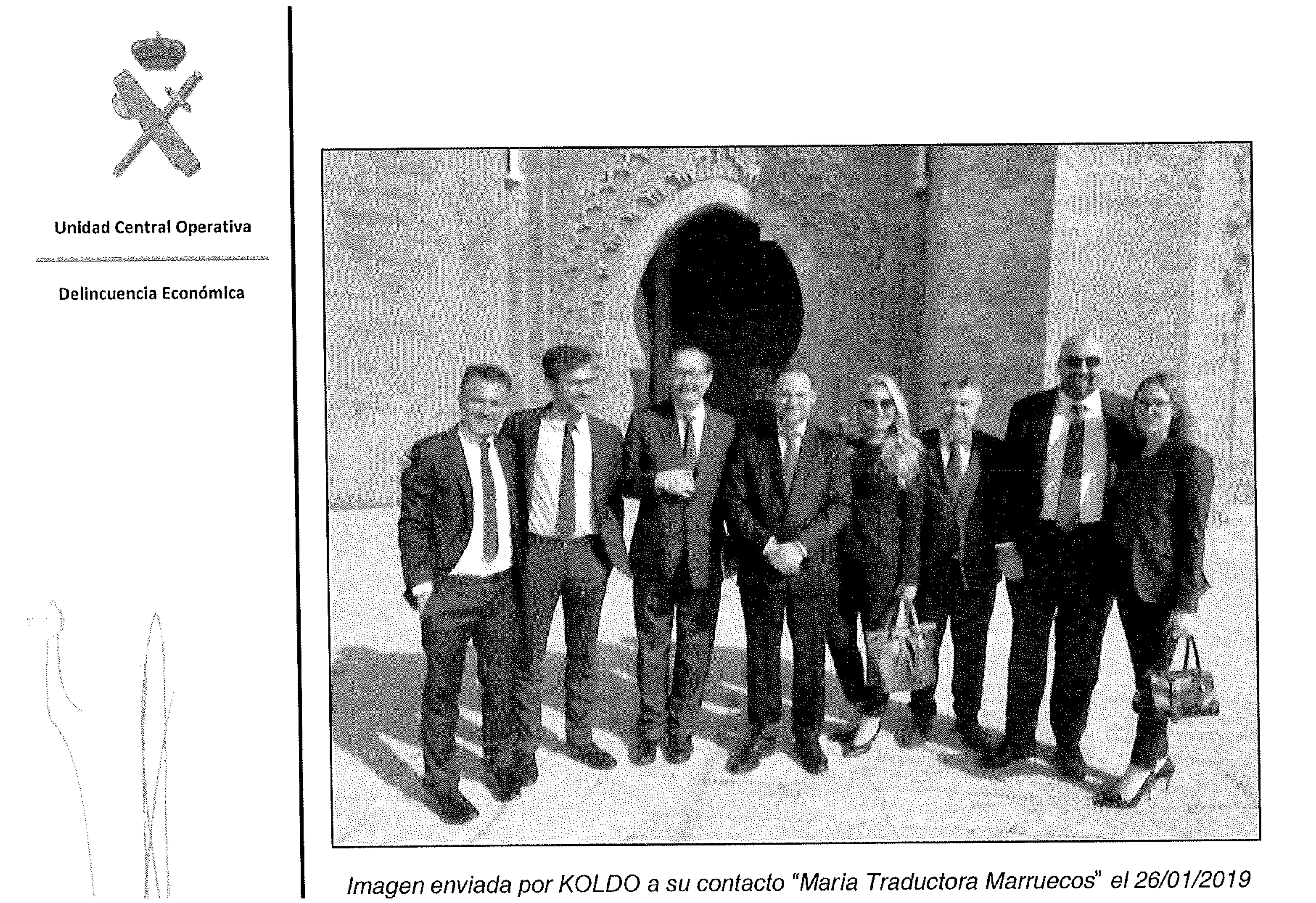 Imagen incluida en el informe de la UCO que muestra un viaje de Santos Cerdán, José Luis Ábalos y Koldo García a Marruecos.