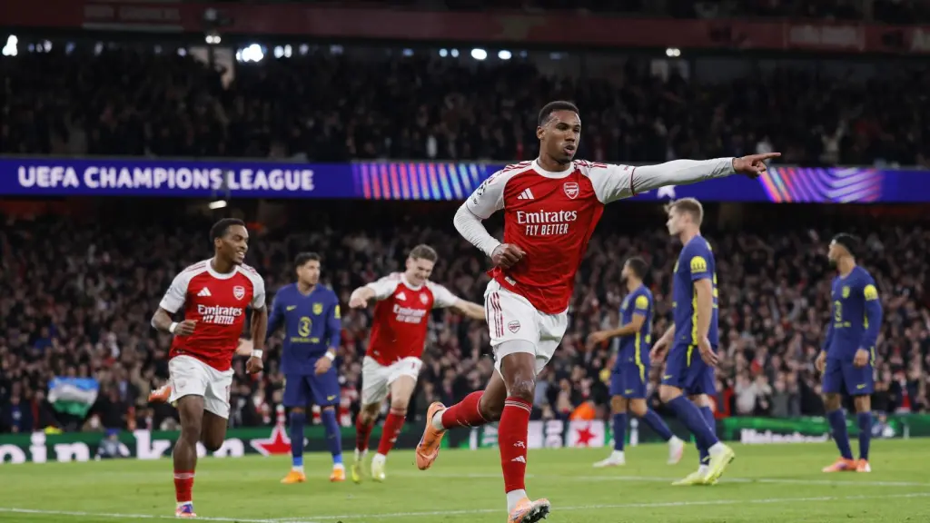 Gabriel celebra su gol ante el Atlético.