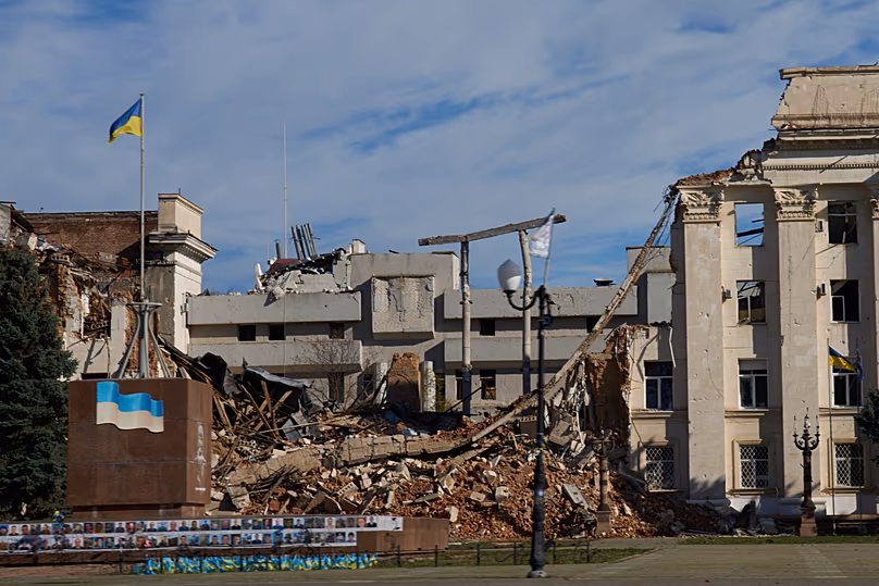 The building of the regional administration is destroyed by Russia's constant shelling in Kherson, 3 November, 2025