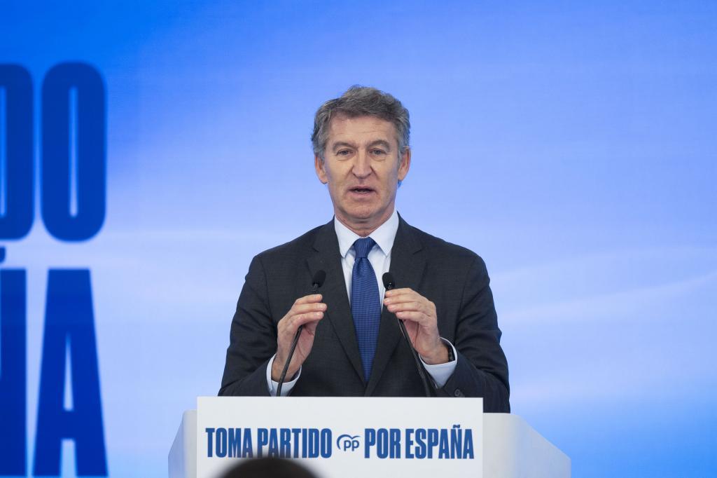 Alberto Núñez Feijóo, el miércoles, en un acto del PP en Santander.