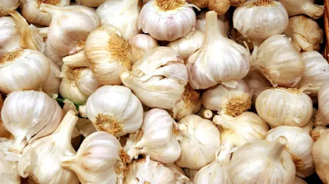 Un montón de cabezas de ajo