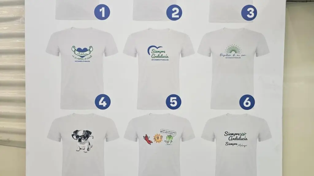 Modelos de camisetas que se pueden comprar en Congreso, incluida la del perro con gafas.