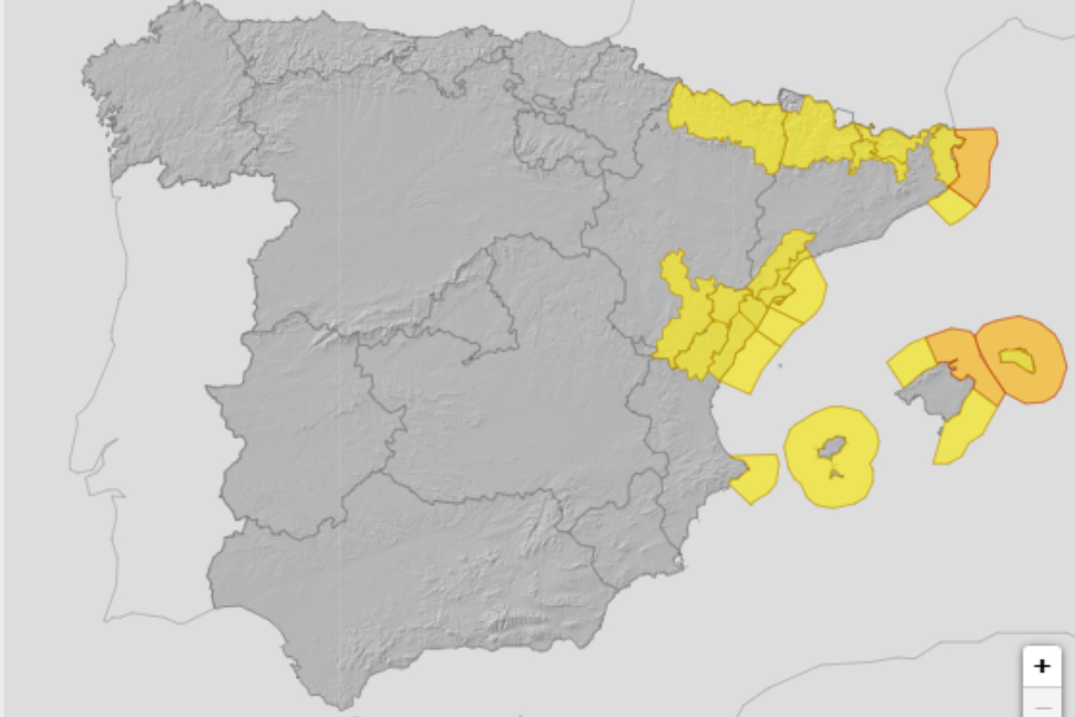 Mapa de avisos de la Aemet para este miércoles 26 de noviembre.