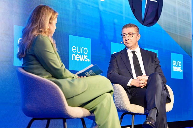 North Macedonia's PM Hristijan Mickoski interviewed by Euronews' Sasha Vakulina. Brussels, 4.11.2025