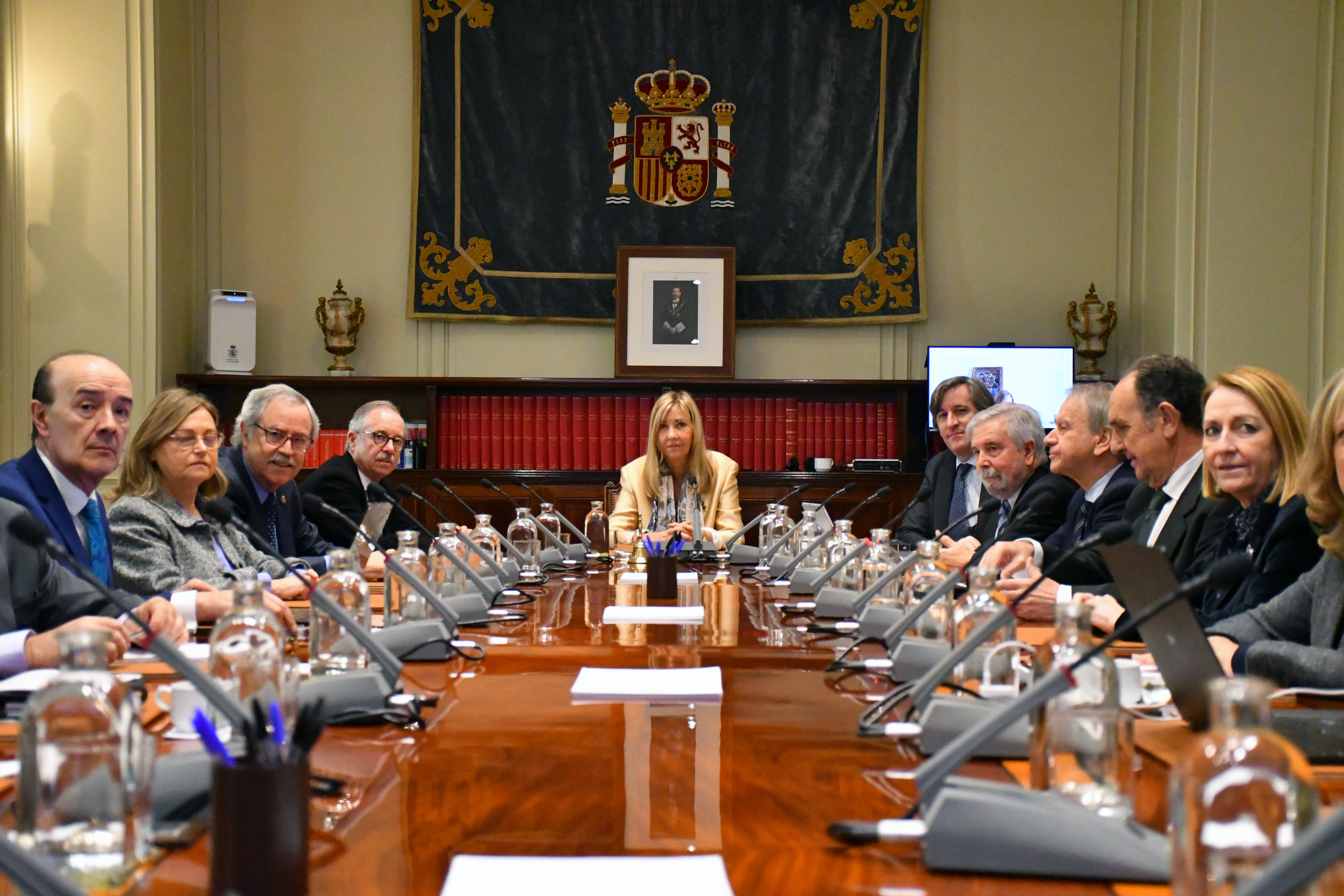 Reunión del pleno del CGPJ, presidido por Isabel Perelló, este miércoles.