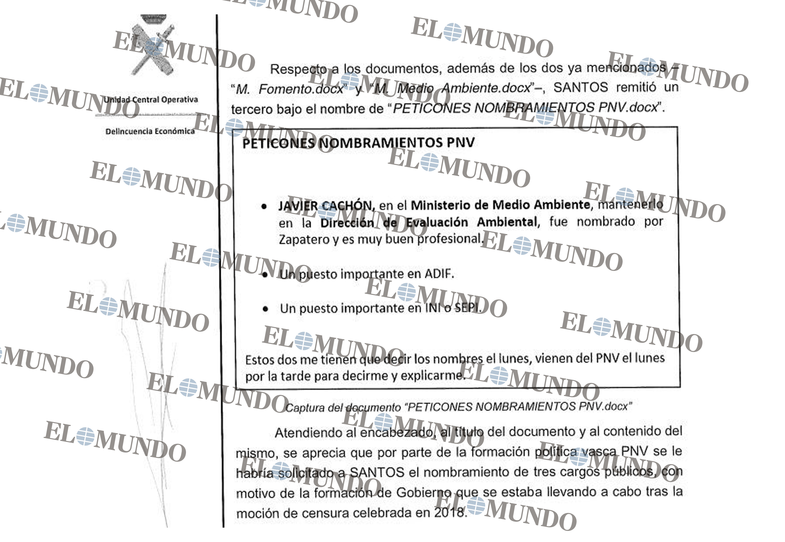 Peticiones de nombramientos del PNV tras la moción de censura de Sánchez, en 2018.