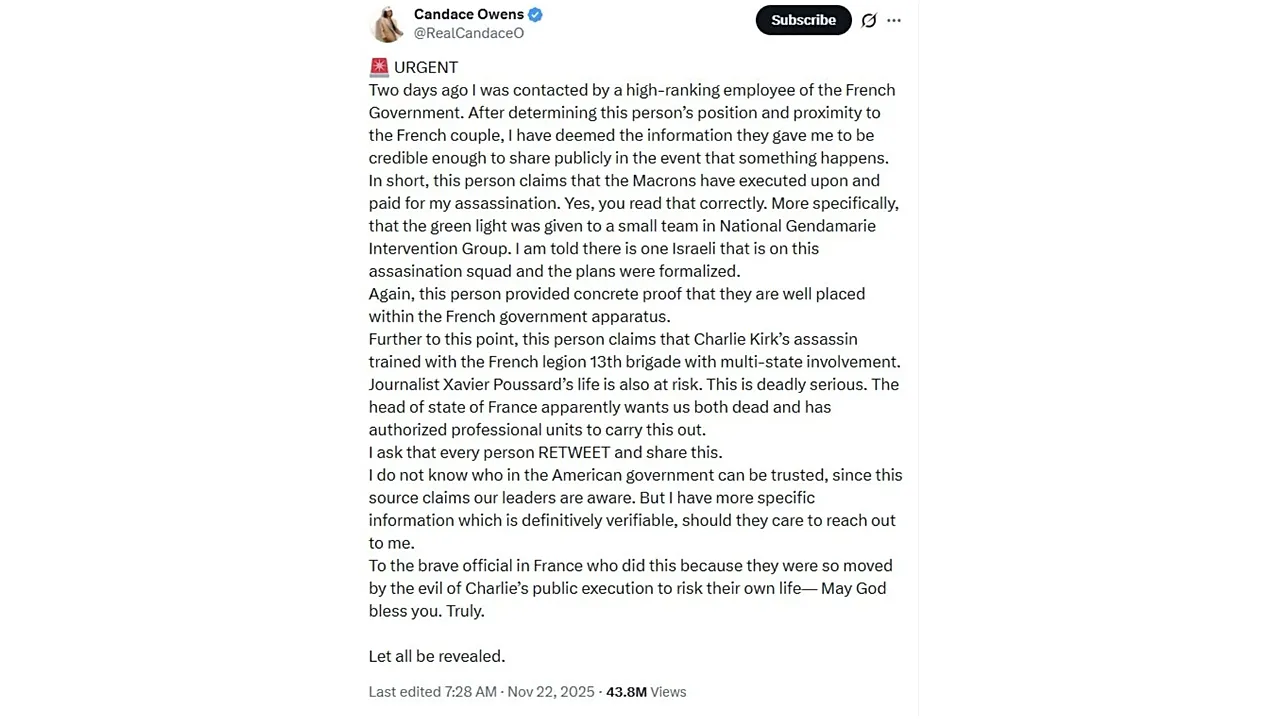 Screenshot of Candace Owen's viral X post