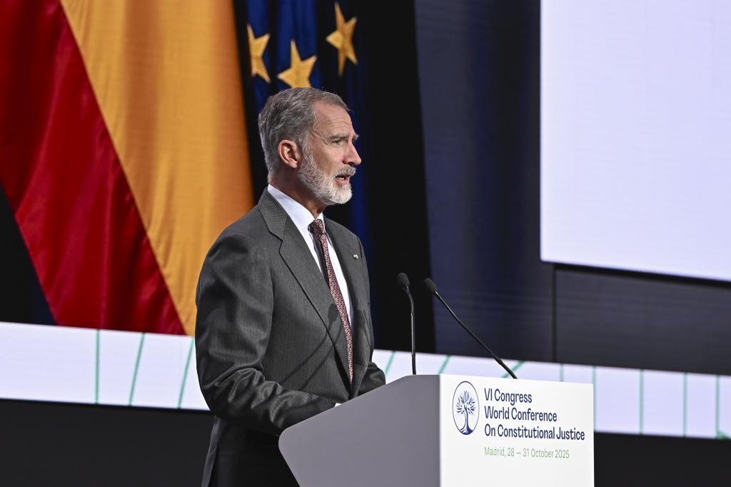 Felipe VI, el jueves, en la clausura de la Conferencia Mundial de Justicia Constitucional.