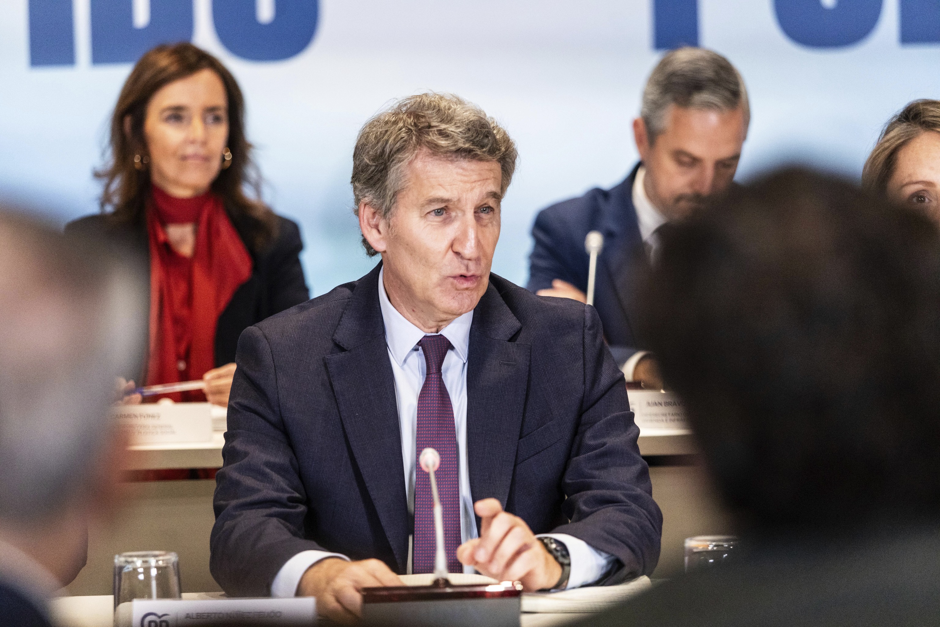 El presidente del PP, Alberto Núñez Feijóo, ayer en la sede del partido