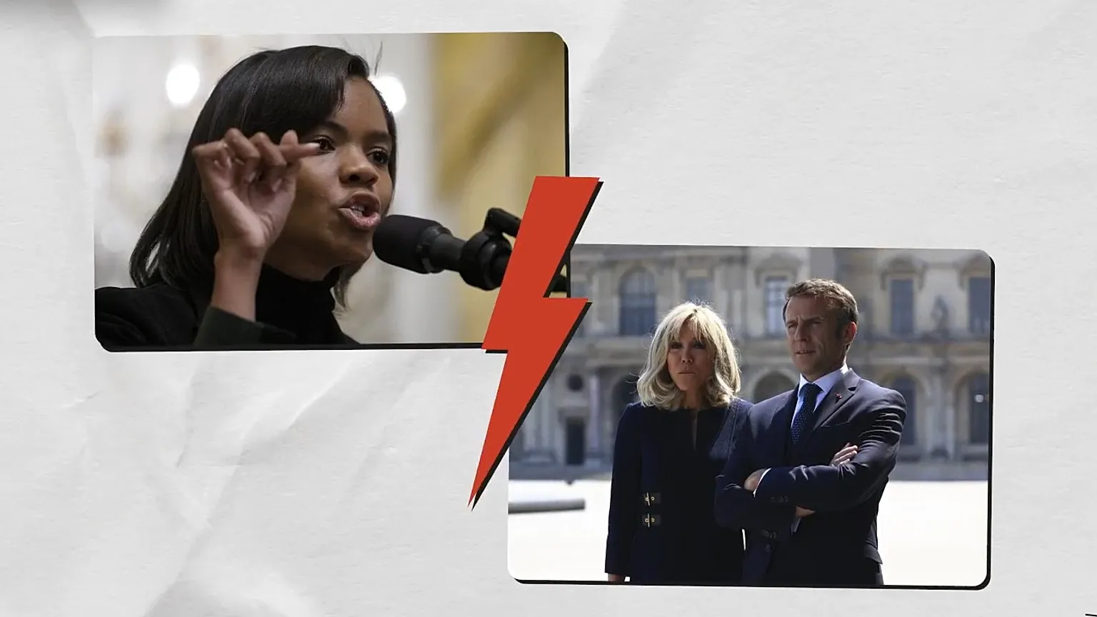 Candace Owens left, and Brigitte Macron with French President Emmanuel Macron.