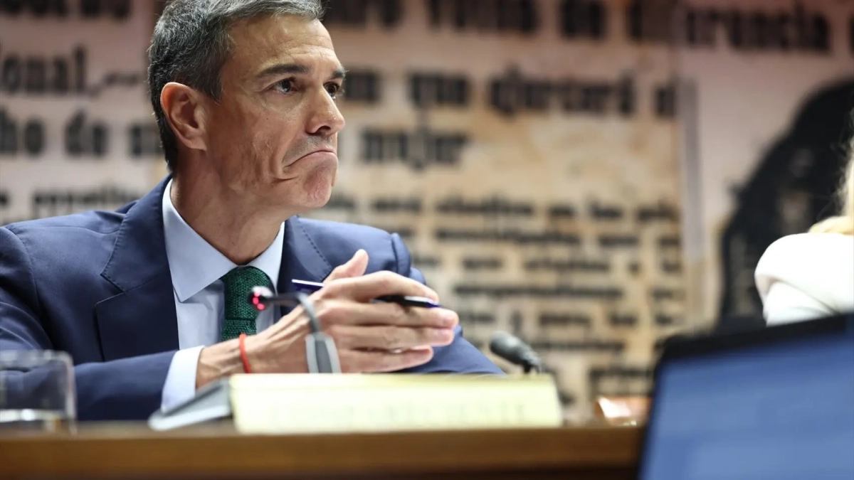 El presidente del Gobierno, Pedro Sánchez, durante la Comisión de Investigación sobre el 'caso Koldo', en el Senado
