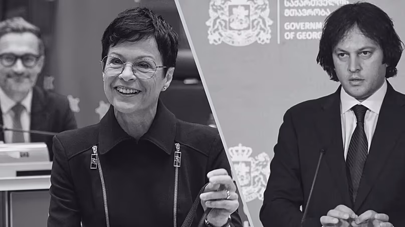 Marta Kos and Irakli Kobakhidze.