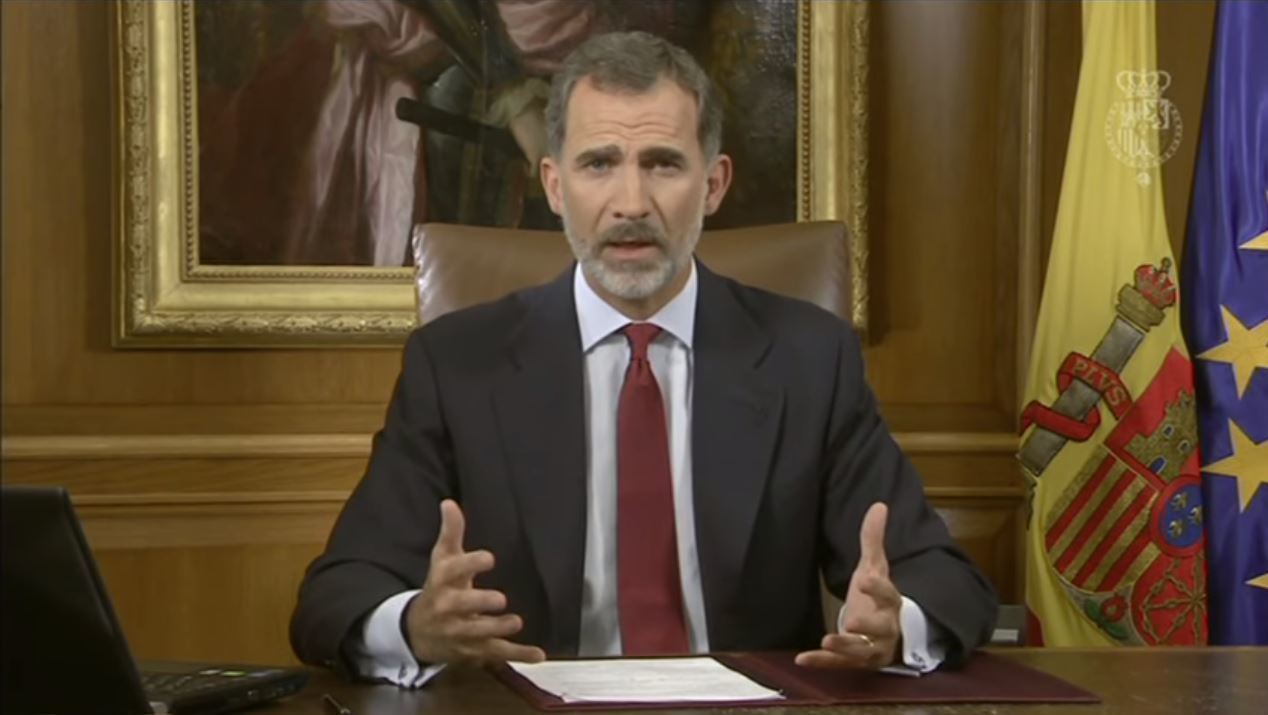 Felipe VI, durante el discurso tras el referéndum ilegal en Cataluña.