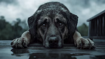 Un perrito de mirada triste.