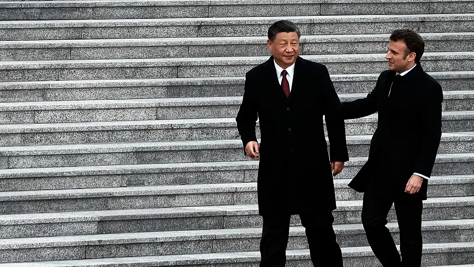 Chinese President Xi Jinping, left, and France's President Emmanuel Macron.