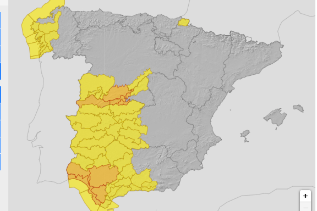 Mapa de avisos de la Aemet para este sábado 15 de noviembre.