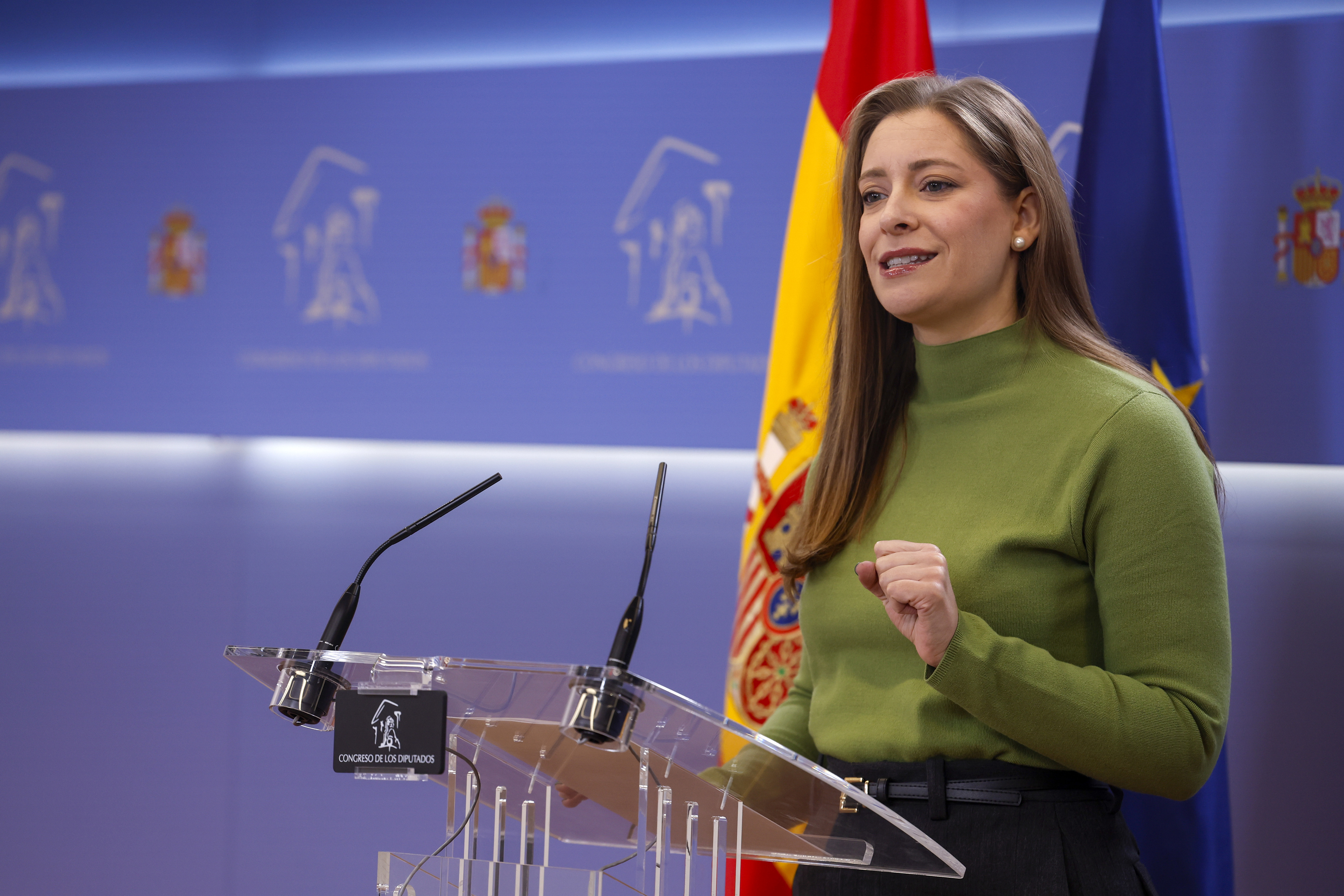 La portavoz del Grupo Parlamentario Popular en el Congreso de los Diputados, Ester Muñoz, en rueda de prensa hoy