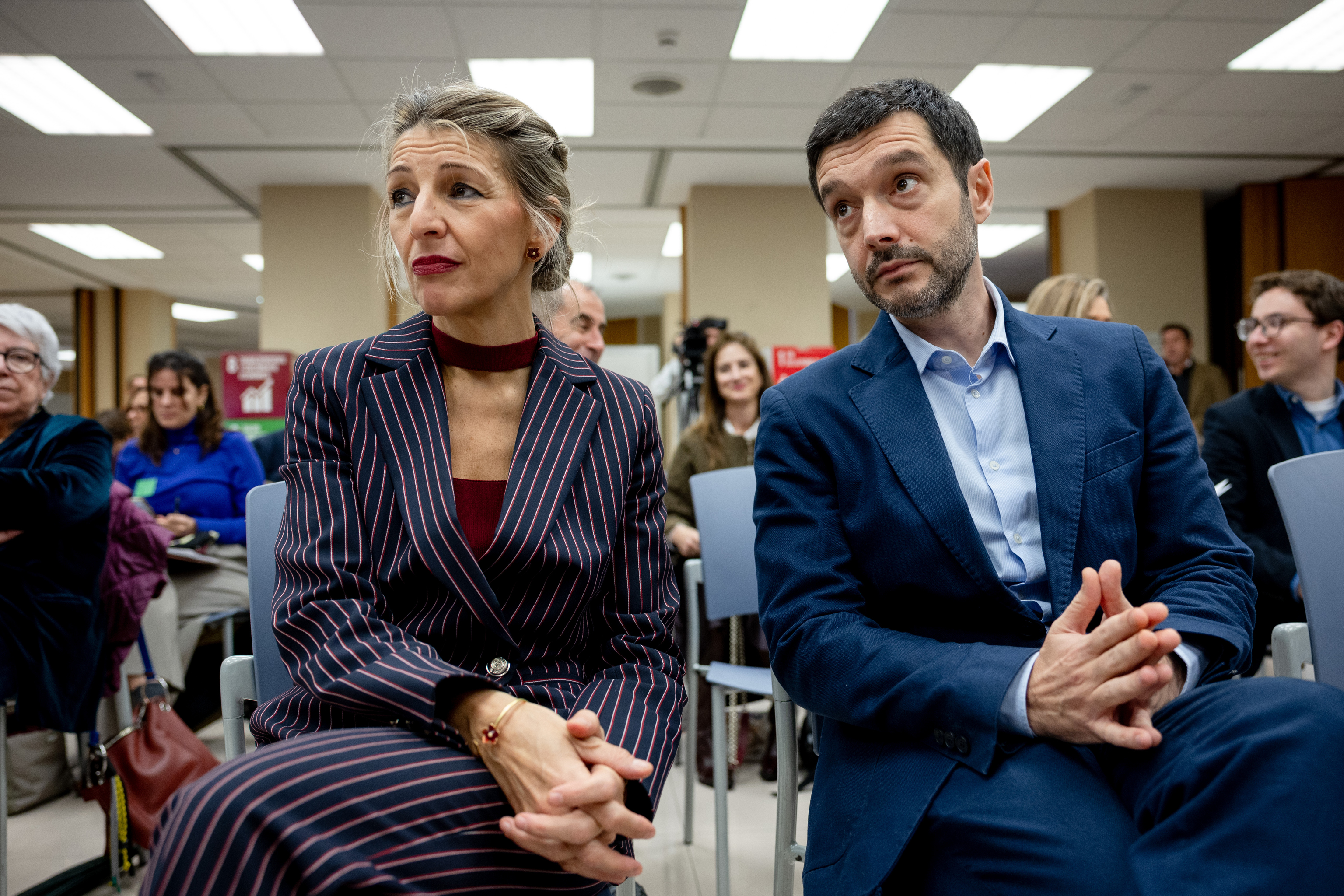 Yolanda Díaz y Pablo Bustinduy, en un acto del Gobierno.