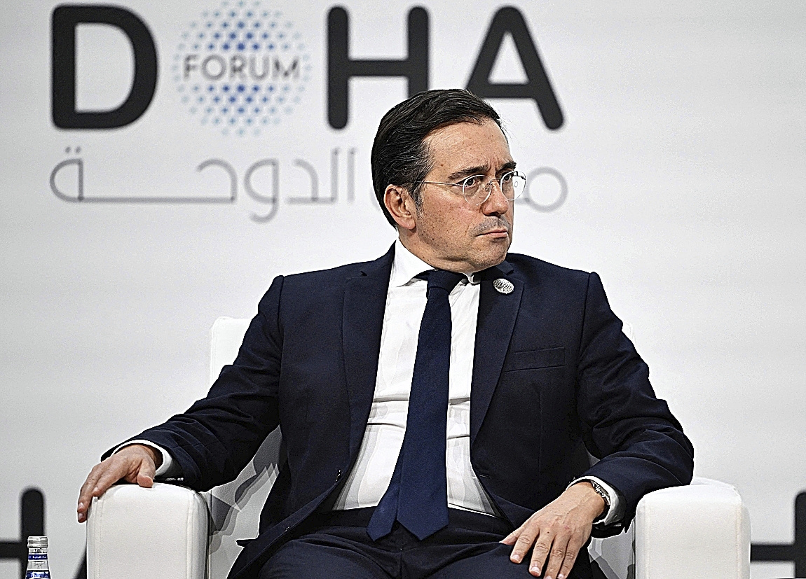 El ministro de Asuntos Exteriores español, José Manuel Albares, ayer en el Foro de Doha