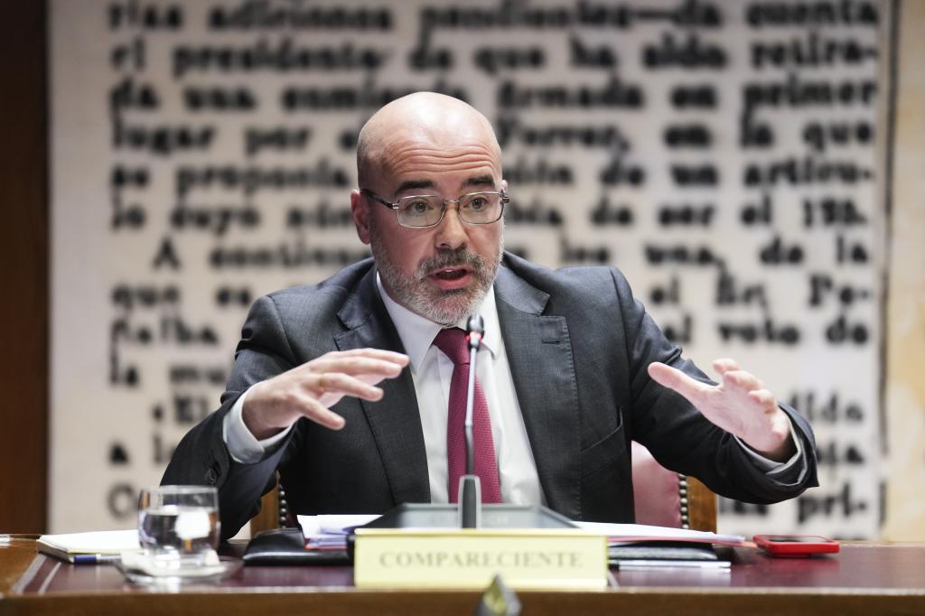 Francisco Martín, delegado del Gobierno en Madrid, durante su comparecencia en el Senado por el 'caso Koldo'.