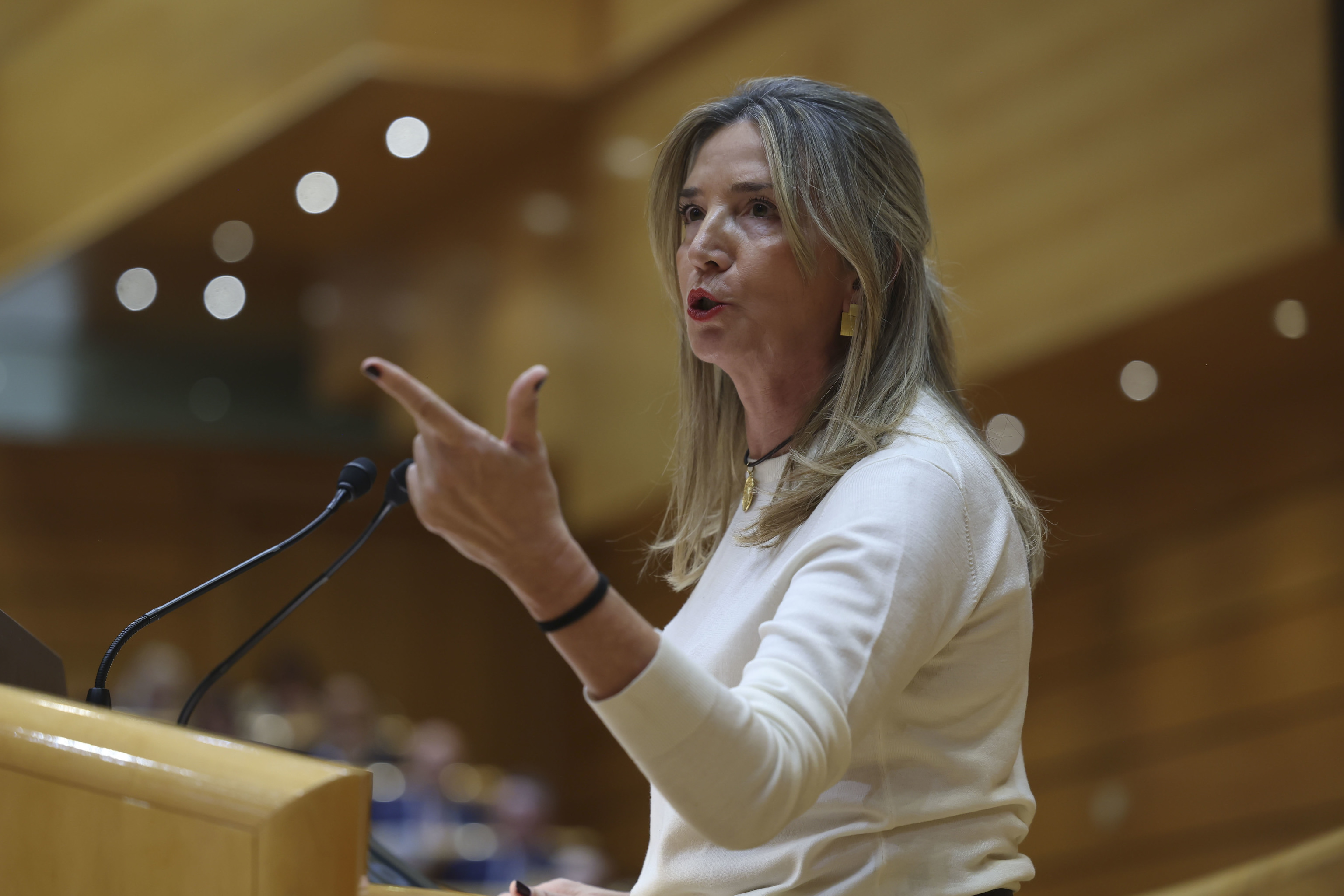 La portavoz del PP en el Senado, Alicia García, hoy en el Pleno.