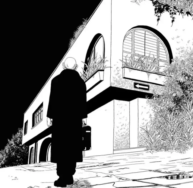 Ilustración del restaurante Pozzetto y el asesino en la novela gráfica "Satanás".