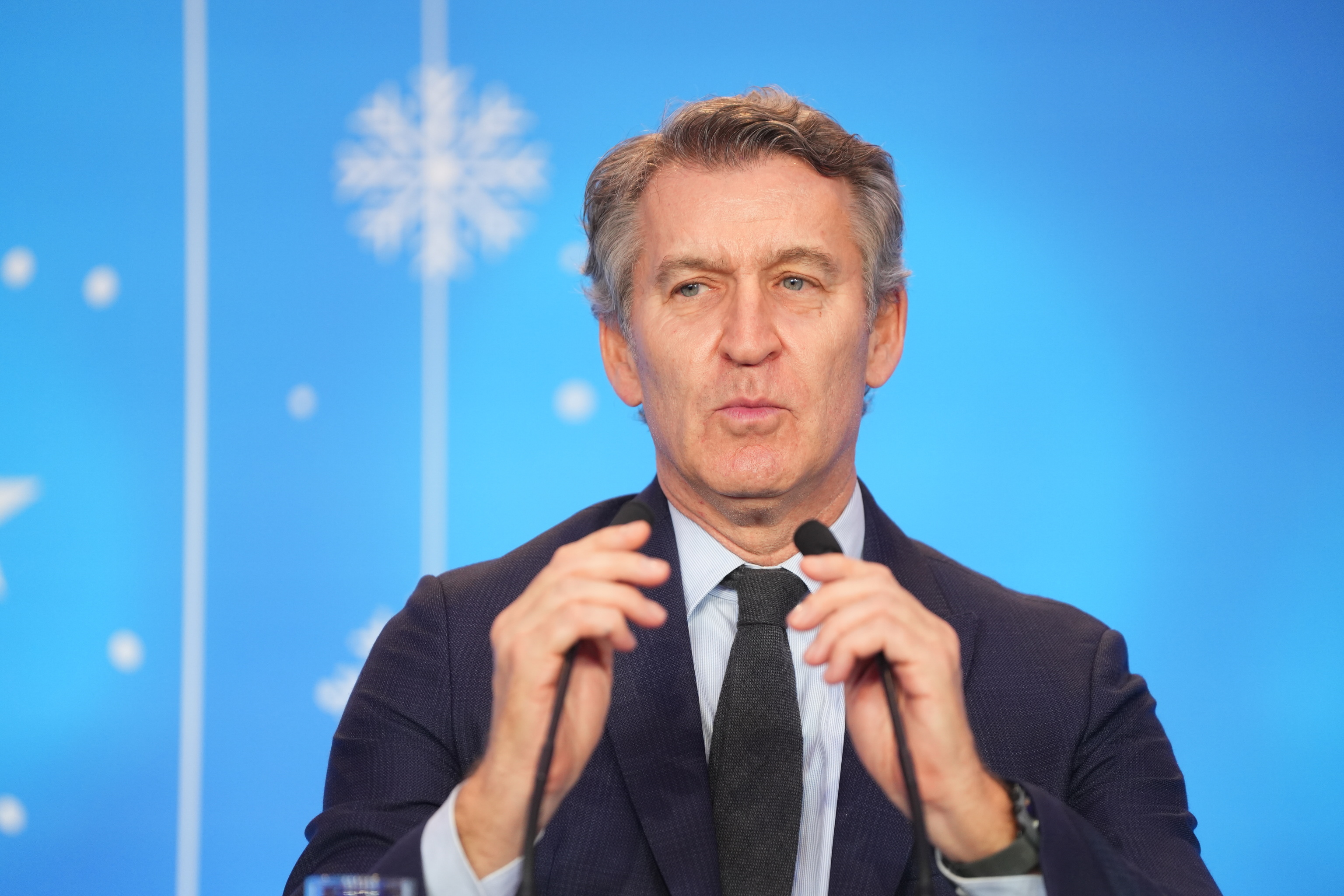 El presidente del Partido Popular, Alberto Núñez Feijóo en la cena de Navidad del PP.