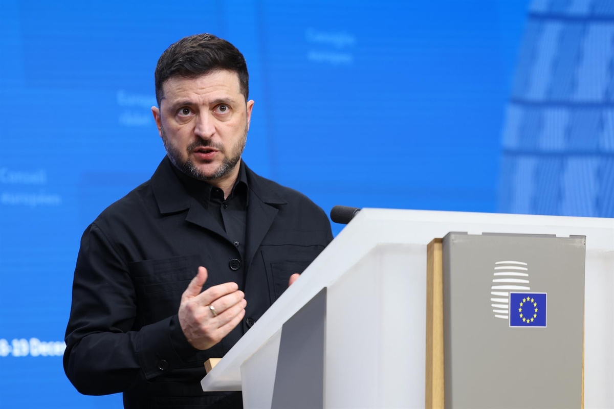 Volodimir Zelenski durante la reunión