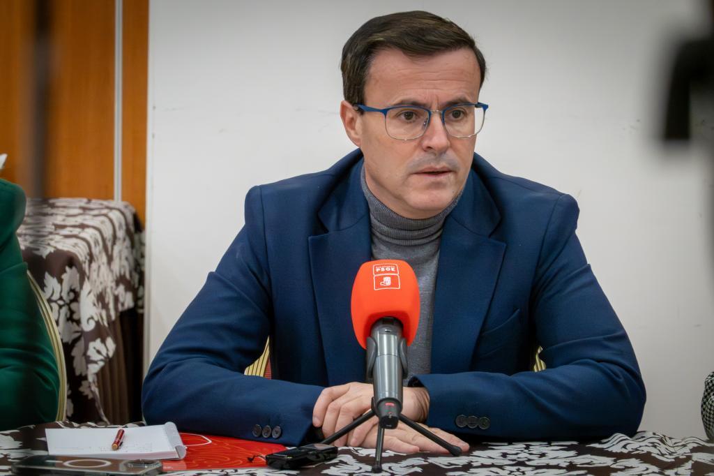 Miguel Ángel Gallardo, líder del PSOE en Extremadura, el jueves, en un acto en Mérida.