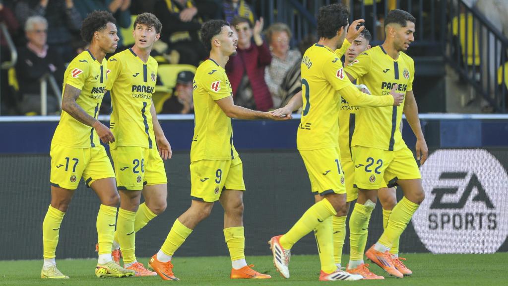 Los jugadores del Villarreal celebran un gol contra el Getafe.