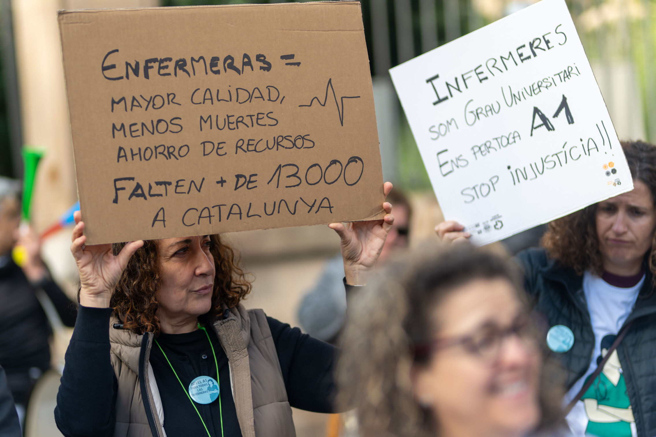 Foto: Protesta de enfermeras en Barcelona. (Lorena Sopêna / Europa Press)