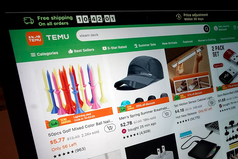 A page from the Temu website is shown in New York, 23 June, 2023