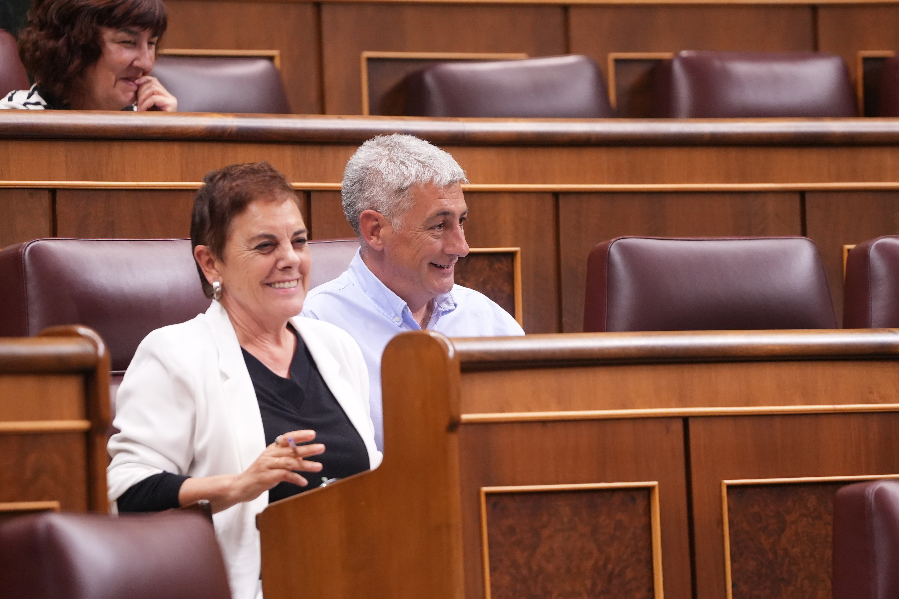 La portavoz de Bildu en el Congreso, Mertxe Aizpurua, y el portavoz adjunto, Oskar Matute.