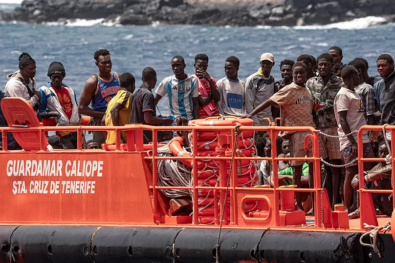 Migrants disembark at port in Valverde on the Canary island of El Hierro, 26 August, 2024
