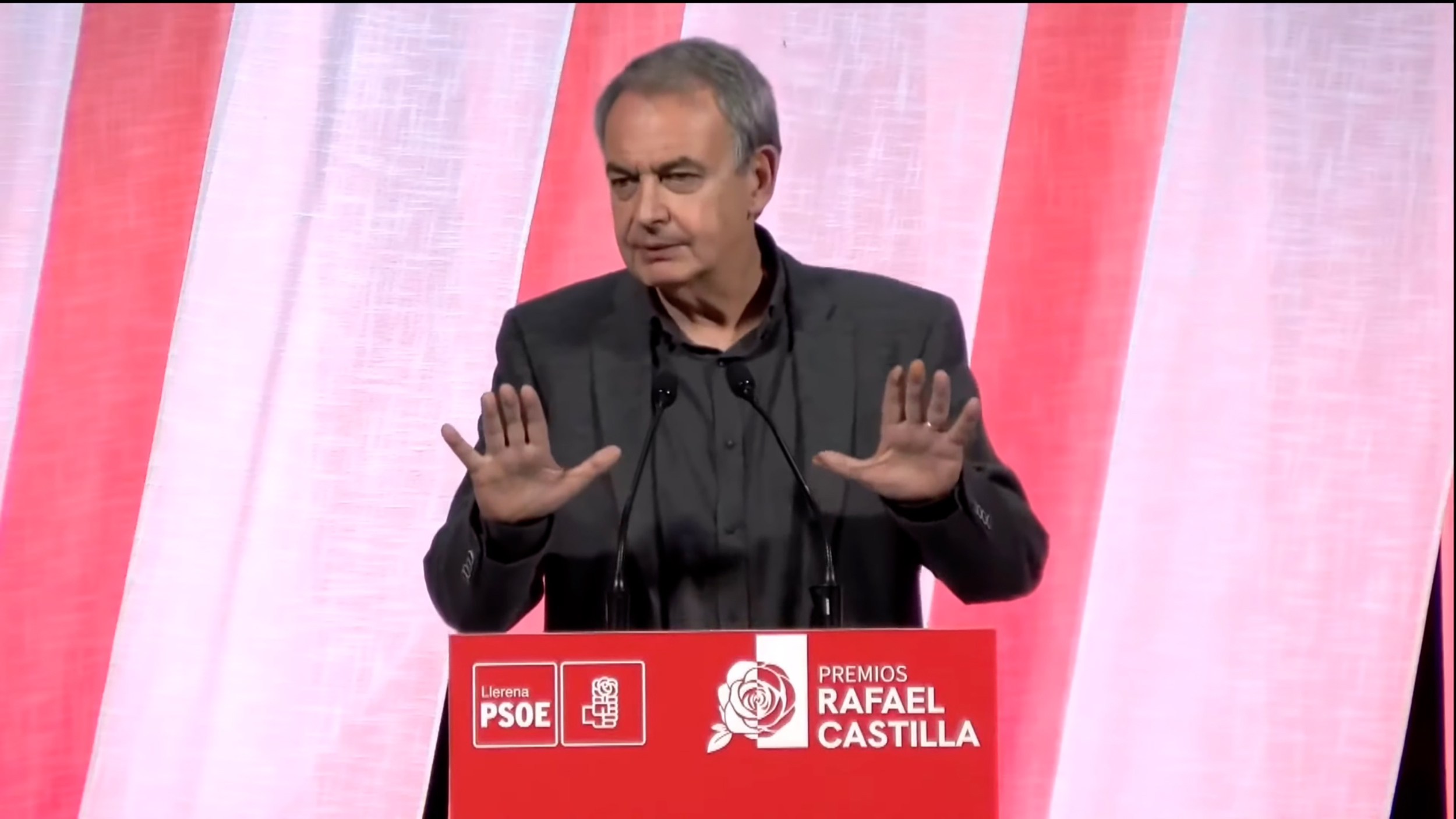 El ex presidente del Gobierno, Rodríguez Zapatero, durante su intervención en Extremadura en los premios Rafael Castilla.