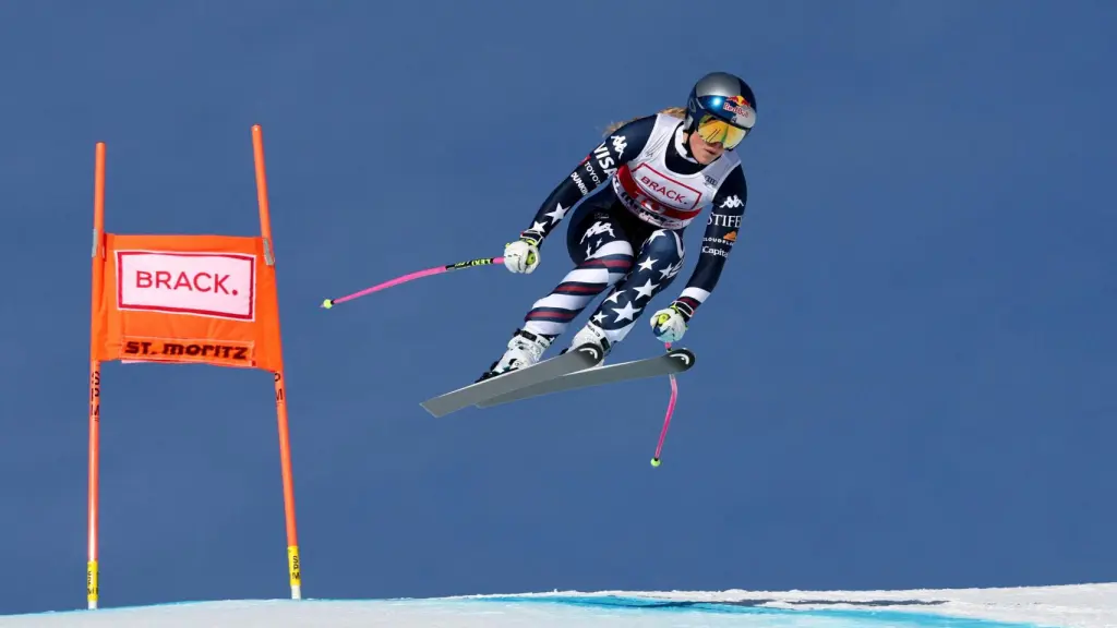 Lindsey Vonn, durante un descenso en St. Moritz