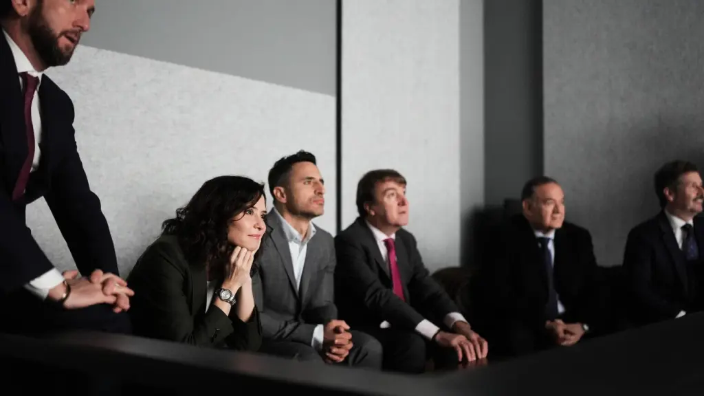 Ayuso en la visita de Tres Cantos este viernes para presentar su apuesta audiovisual.