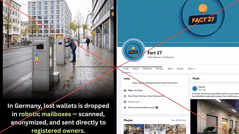 Post on Facebook page 'Fact 27' about German mailboxes shows signs of being AI-generated.
