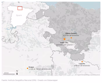 Mapa que localiza el epicentro