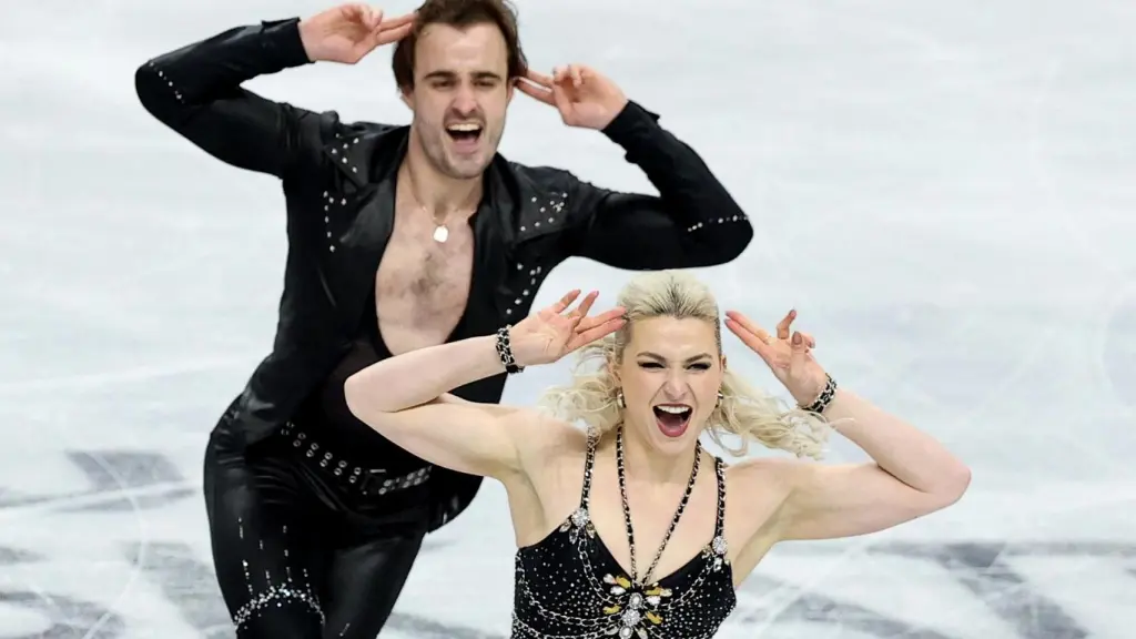 Olivia Smarti y Tim Dieck, durante el Europeo de Sheffield.