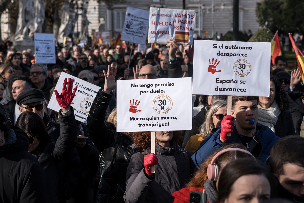 Manifestación de trabajadores autónomos en