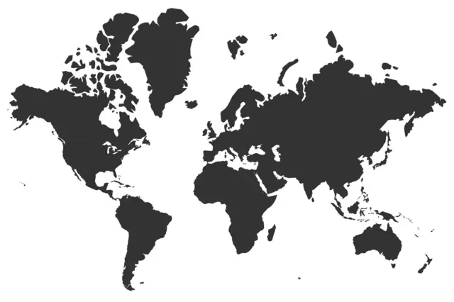 Un mapamundi con la proyección Mercator