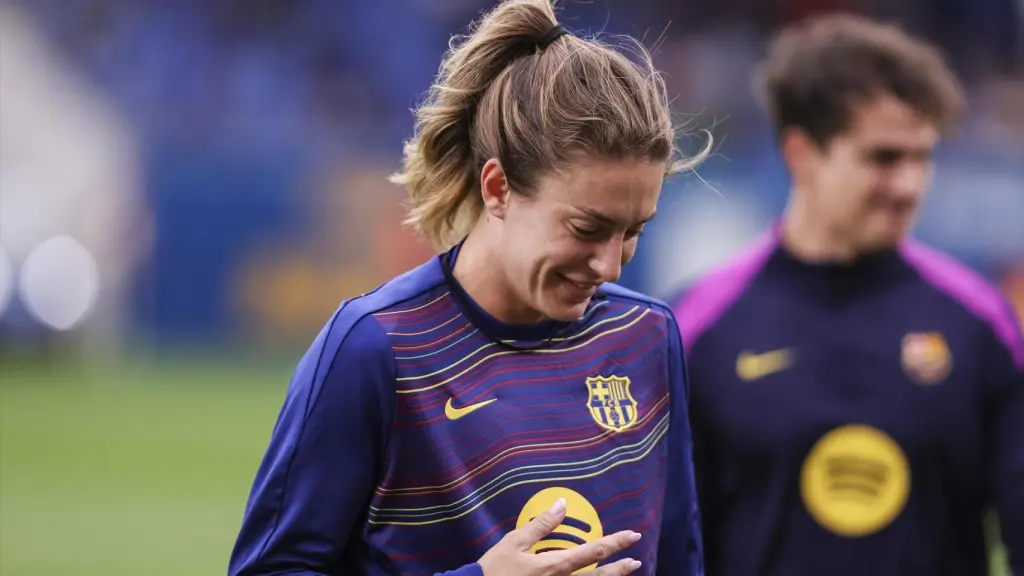 Alexia Putellas, durante un calentamiento con el FC Barcelona femenino