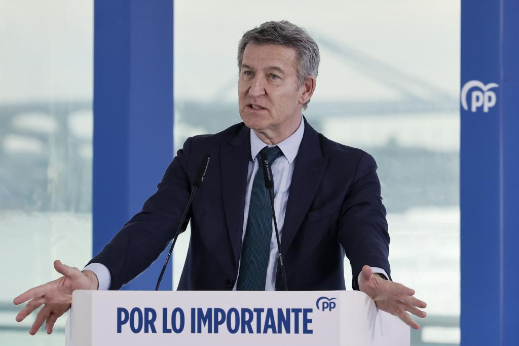 Alberto Núñez Feijóo, el lunes, en un acto en Barcelona tras la reunión del Comité de Dirección del PP.