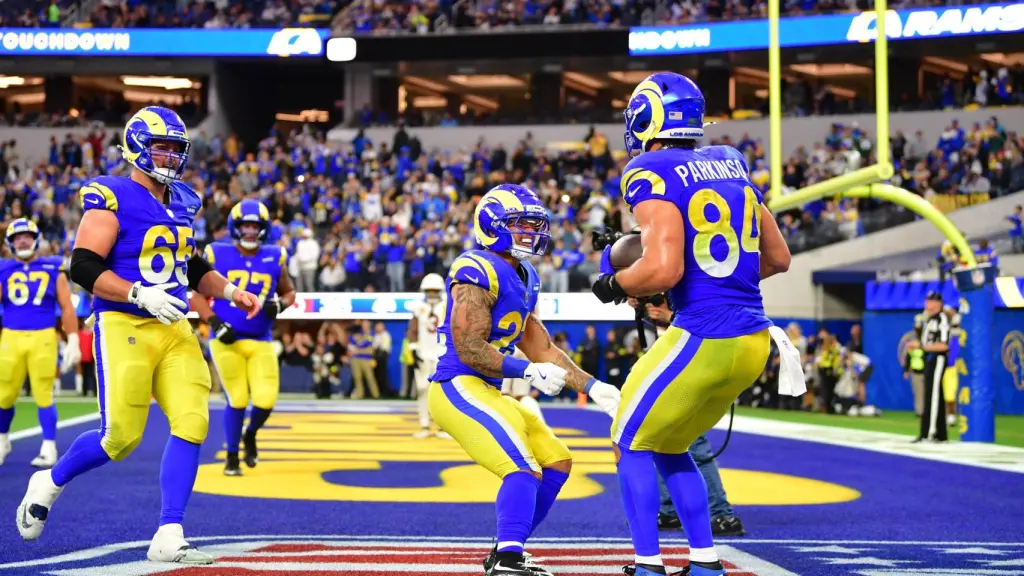 Los jugadores de Los Angeles Rams, durante un partido de la NFL
