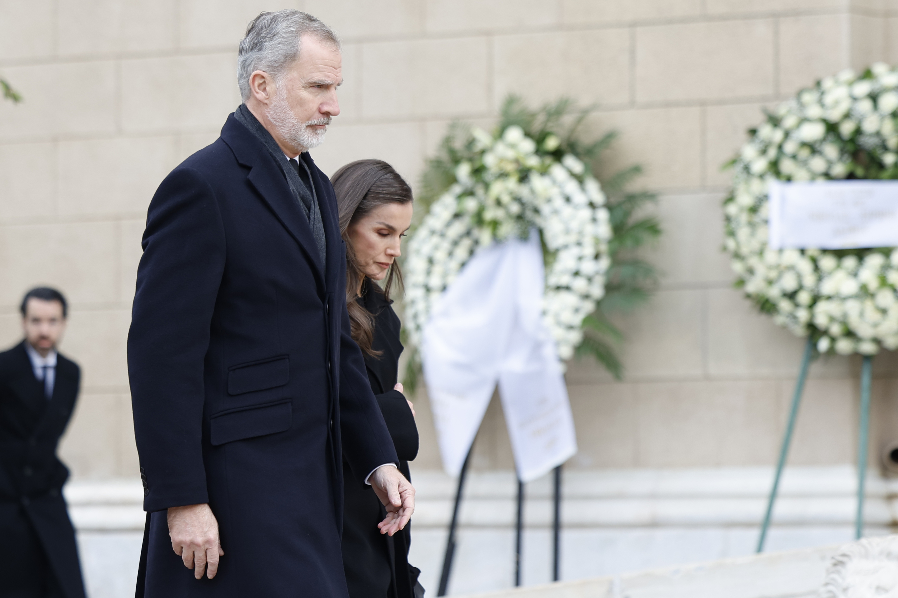 Los Reyes durante el funeral por Irene de Grecia