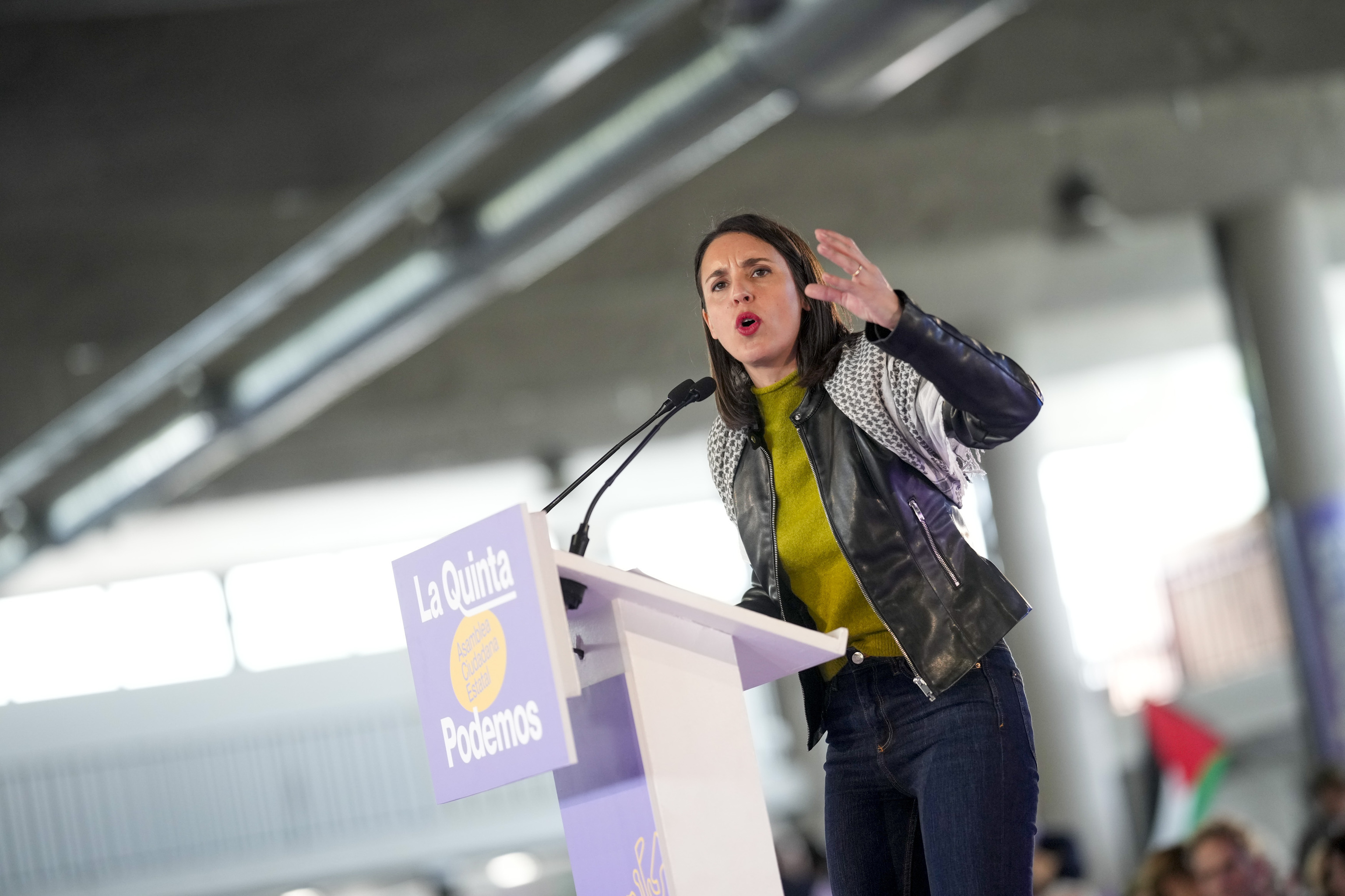 La eurodiputada de Podemos, Irene Montero, en un acto en abril de 2025